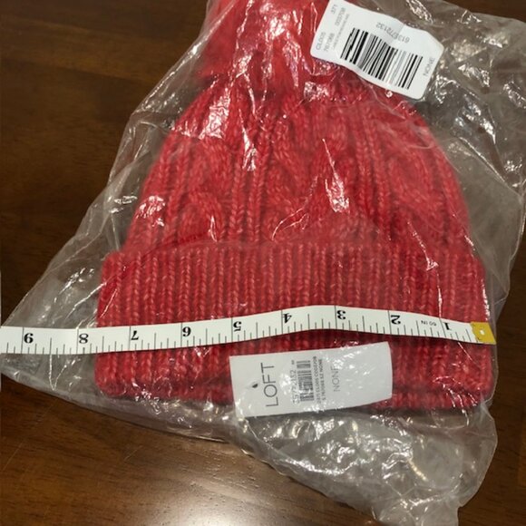 Loft Red Holiday Red Beanie Hat NWT - Picture 10 of 10